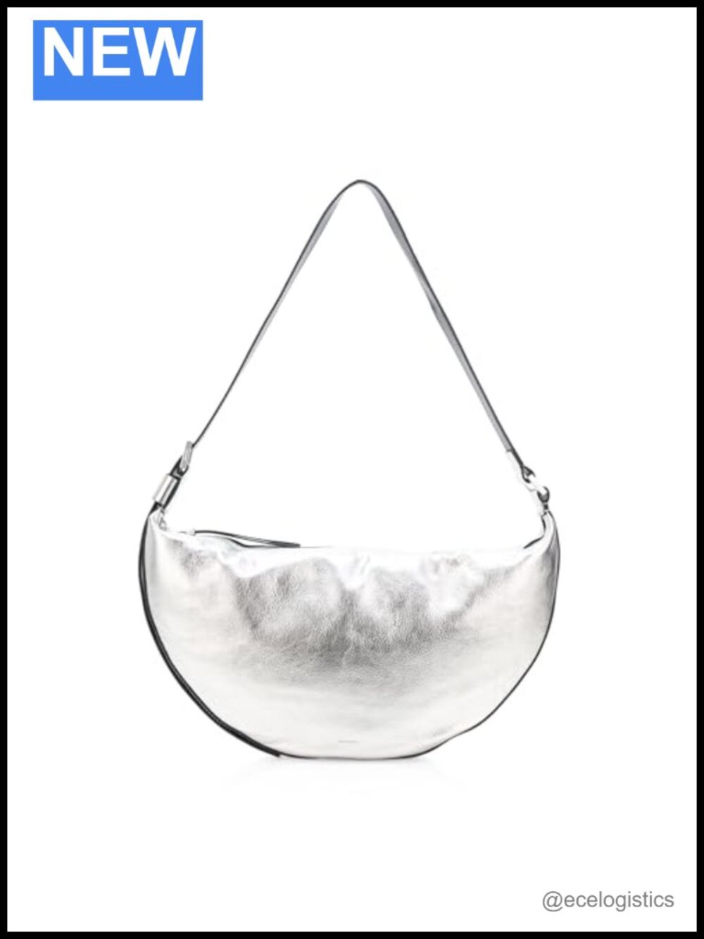 Unbranded Leather Half Moon Shoulder Bag Zipper Closure Cotton Lining